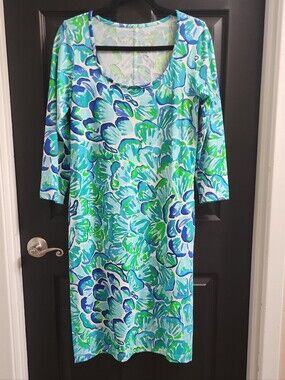 Lilly Pulitzer Blue & Green Floral Swim Coverup Dress